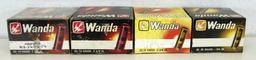 4 Different Vintage Wanda Plastic Shotgun Shells Ammunition Boxes - Full 12 Ga. 2 3/8", Full Empty