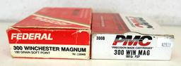 2 Full Boxes .300 Winchester Magnum 180 gr. SP Cartridges Ammunition - Federal, PMC...