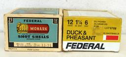 2 Different Full Vintage Boxes Federal 12 Ga. Shotgun Shells Ammunition - Monark Trap Load, Duck &