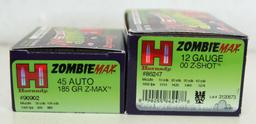 Full Box Hornady Zombie Max .45 Auto 185 gr. Z-Max and Full Box Hornady Zombie Max 12 Ga. 00 Z-Shot