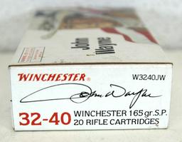 Full Box Winchester John Wayne Commemorative .32-40 Winchester 165 gr. SP Cartridges Ammunition...