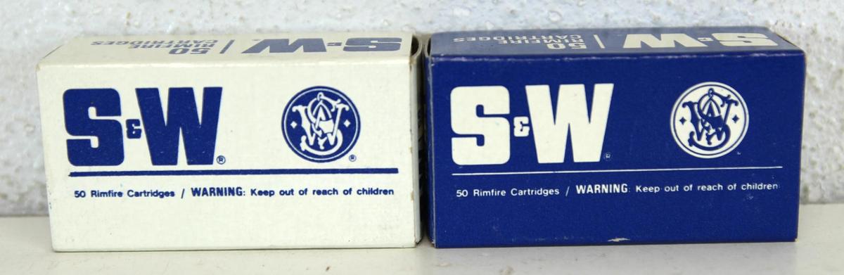 2 Full Vintage Boxes S&W .22 LR Cartridges Ammunition - Standard Velocity, Max-Velocity...