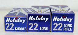 3 Full Vintage Boxes Holiday .22 Cartridges Ammunition - .22 LR, .22 Long, .22 Short...