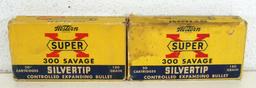 Full Vintage Box and Partial Vintage Box of 9 Western .300 Savage 180 gr. SilverTip Cartridges