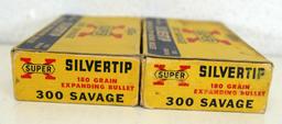 Full Vintage Box and Partial Vintage Box of 9 Western .300 Savage 180 gr. SilverTip Cartridges