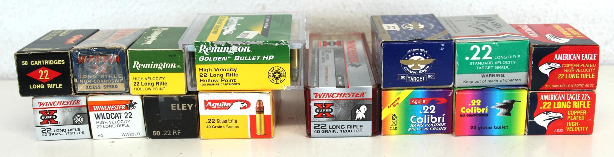 Box Lot - 13 50 Rd. Boxes Mostly Vintage .22 LR Cartridges Ammunition & 2 100 Packs...