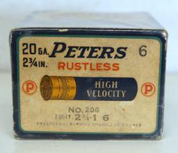 Full Mixed Vintage Box Peters High Velocity 20 Ga. Shotshells Ammunition - 21 Original Shells...