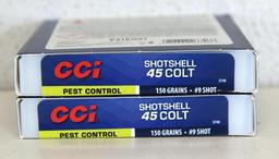 2 Full Boxes of 10 CCI .45 Colt No. 9 Shot Shotshell Cartridges...Ammunition...