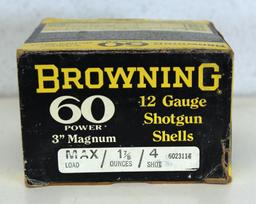 Full Vintage Box Browning 60 Power 12 Ga. 3" Magnum 4 Shot Shotshells Ammunition...