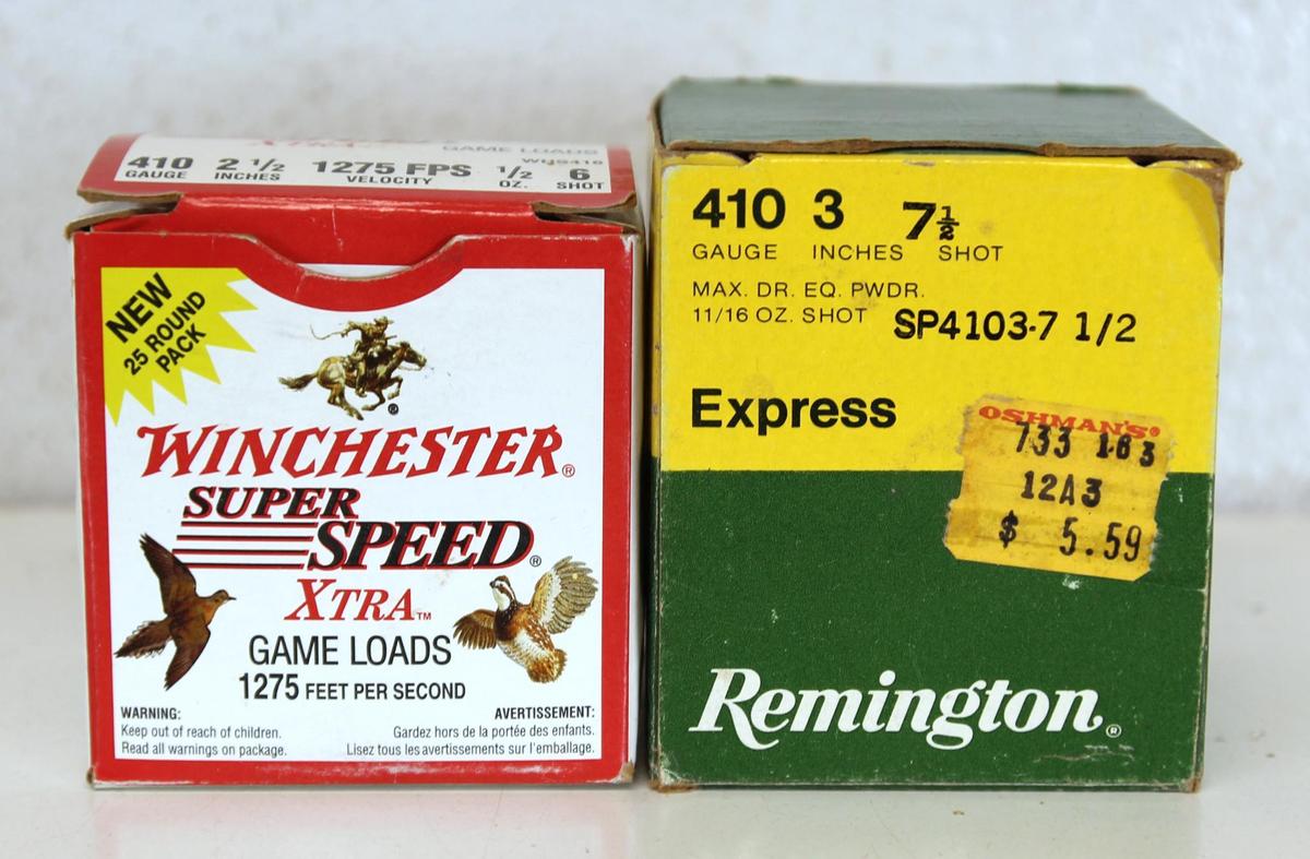 Full Box Winchester Super Speed Xtra....410 Ga. 2 1/2" 6 Shot and Full Box Remington .410 Ga. 3" 7 1