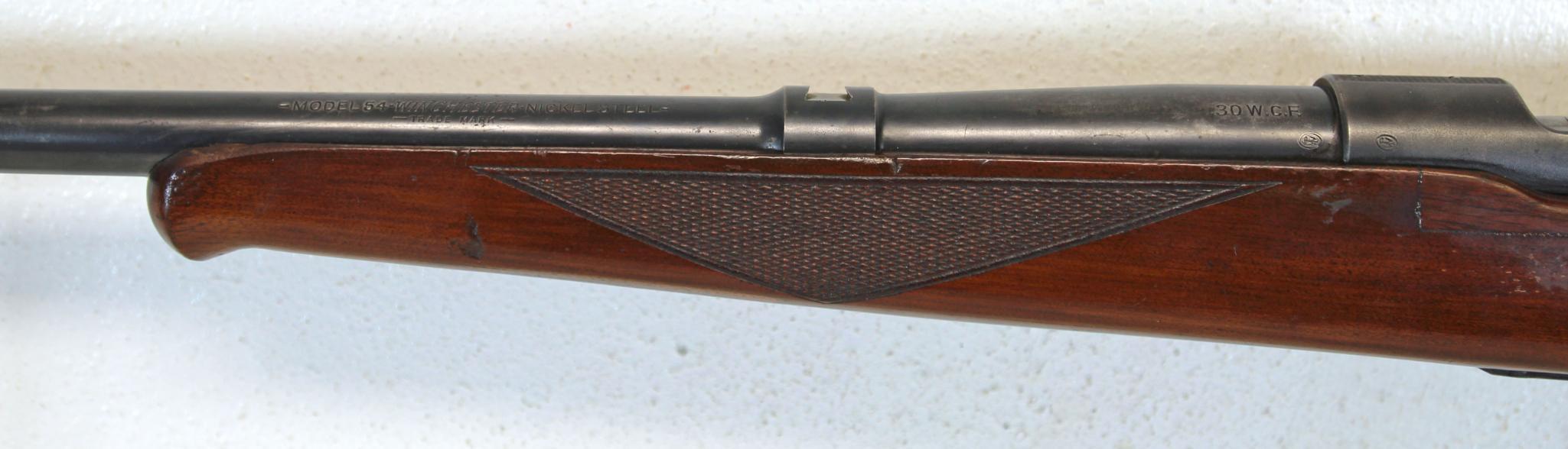 Winchester Model 54 Deluxe .30 WCF Bolt Action Rifle Pacific Rear Peep Sight... Narrow Piece of Wood