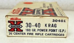 Full Vintage Box Western Super-X .30-40 Krag 180 gr. Power-Point SP Cartridges Ammunition...