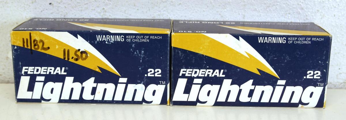 2 Full Brick Boxes Federal Lightning High Velocity .22 LR Cartridges Ammunition...