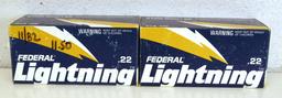2 Full Brick Boxes Federal Lightning High Velocity .22 LR Cartridges Ammunition...