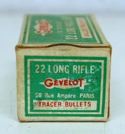 Full Vintage Box Gevelot .22 LR GP Flame Tracer Cartridges Ammunition
