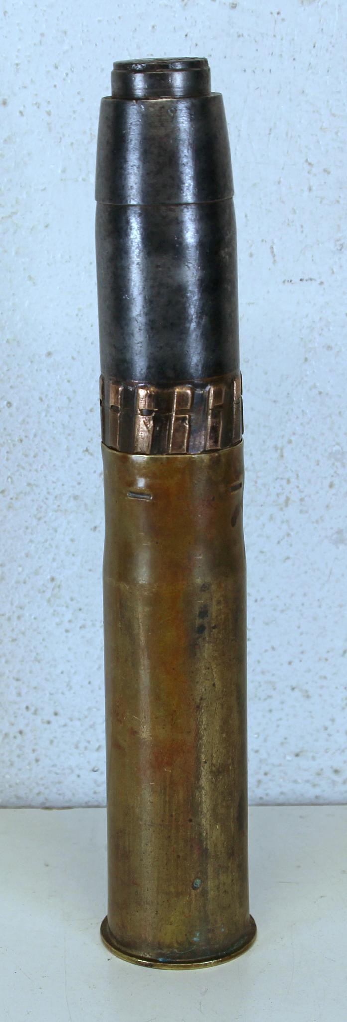 World War II Inert Artillery Shell 37 mm Marked III A2, Dated 1942