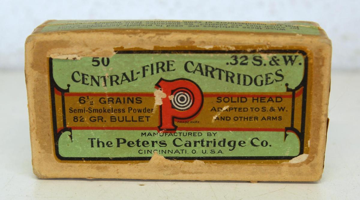 Full Vintage Two Piece Box Peters .32 S&W Cartridges Ammunition
