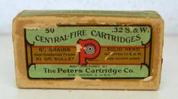 Full Vintage Two Piece Box Peters .32 S&W Cartridges Ammunition