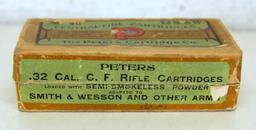 Full Vintage Two Piece Box Peters .32 S&W Cartridges Ammunition