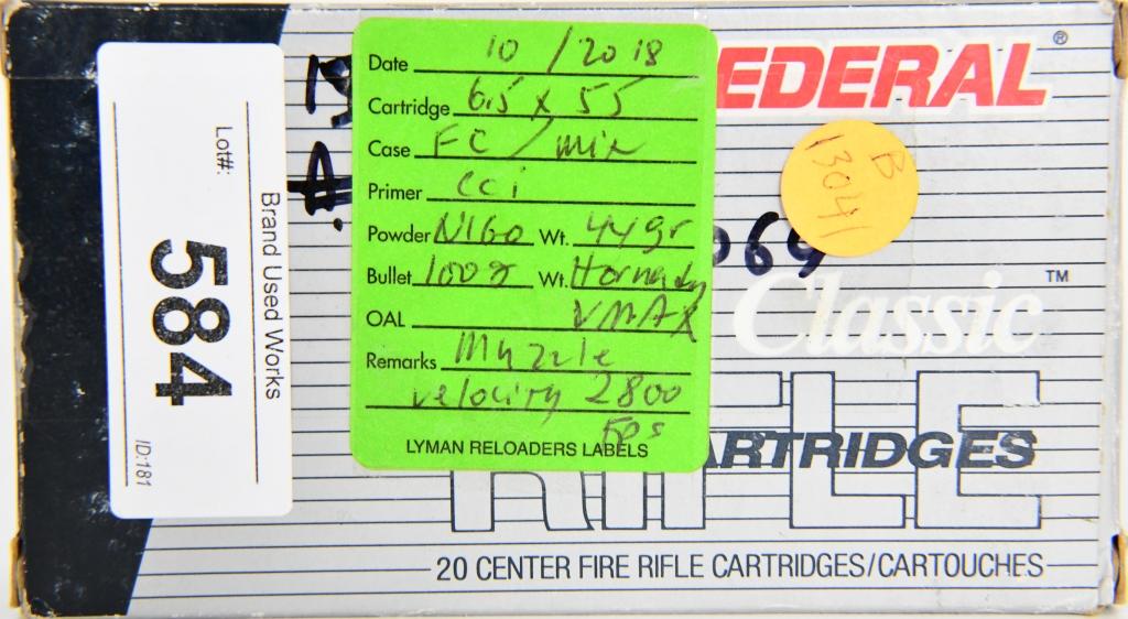 20 rds Remanufactured FC 6.5 x 55 ammunition