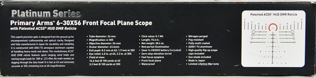 Primary Arms Platinum Series 6-30x56mm FFP Scope