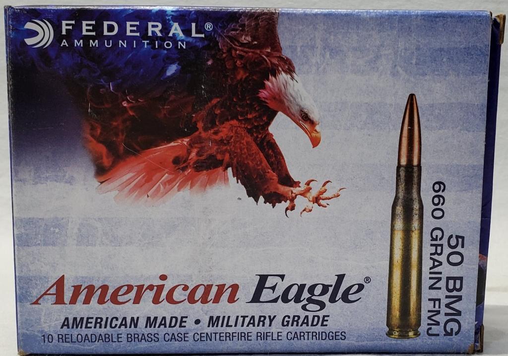 10 Rounds Of Federal American Eagle .50 BMG Ammo