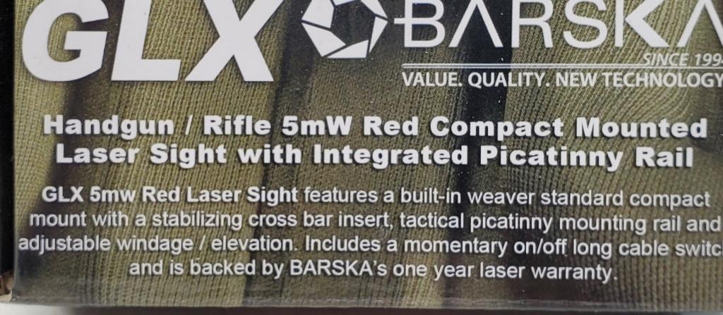 Barska GLX Red Laser with Built-In Mount and Rail