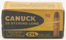 Collectors Box Of 50 Rds Canuck .25 Stevens Long