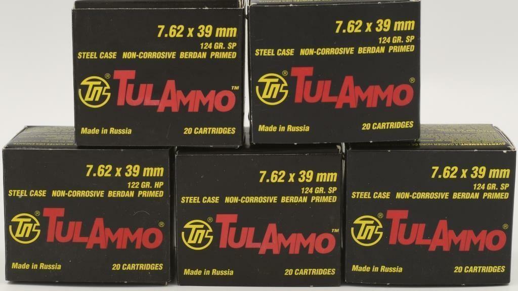 100 Rounds Of TulAmmo 7.62x39mm Russian Ammo
