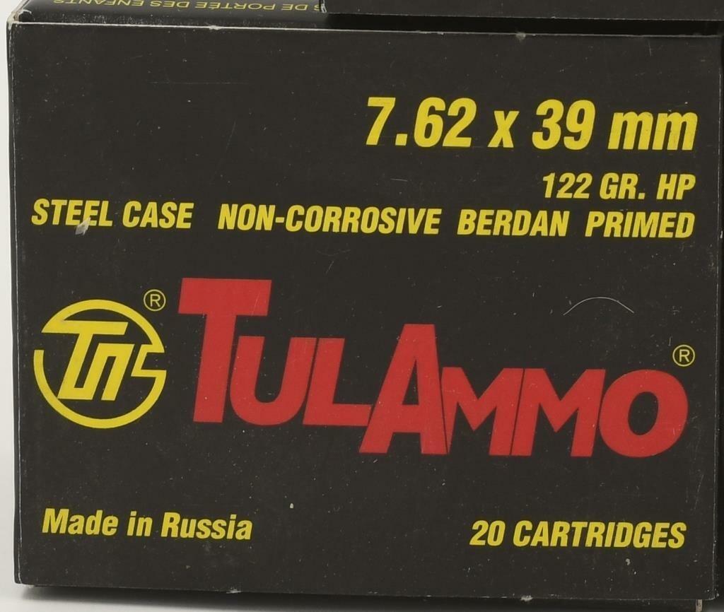 100 Rounds Of TulAmmo 7.62x39mm Russian Ammo