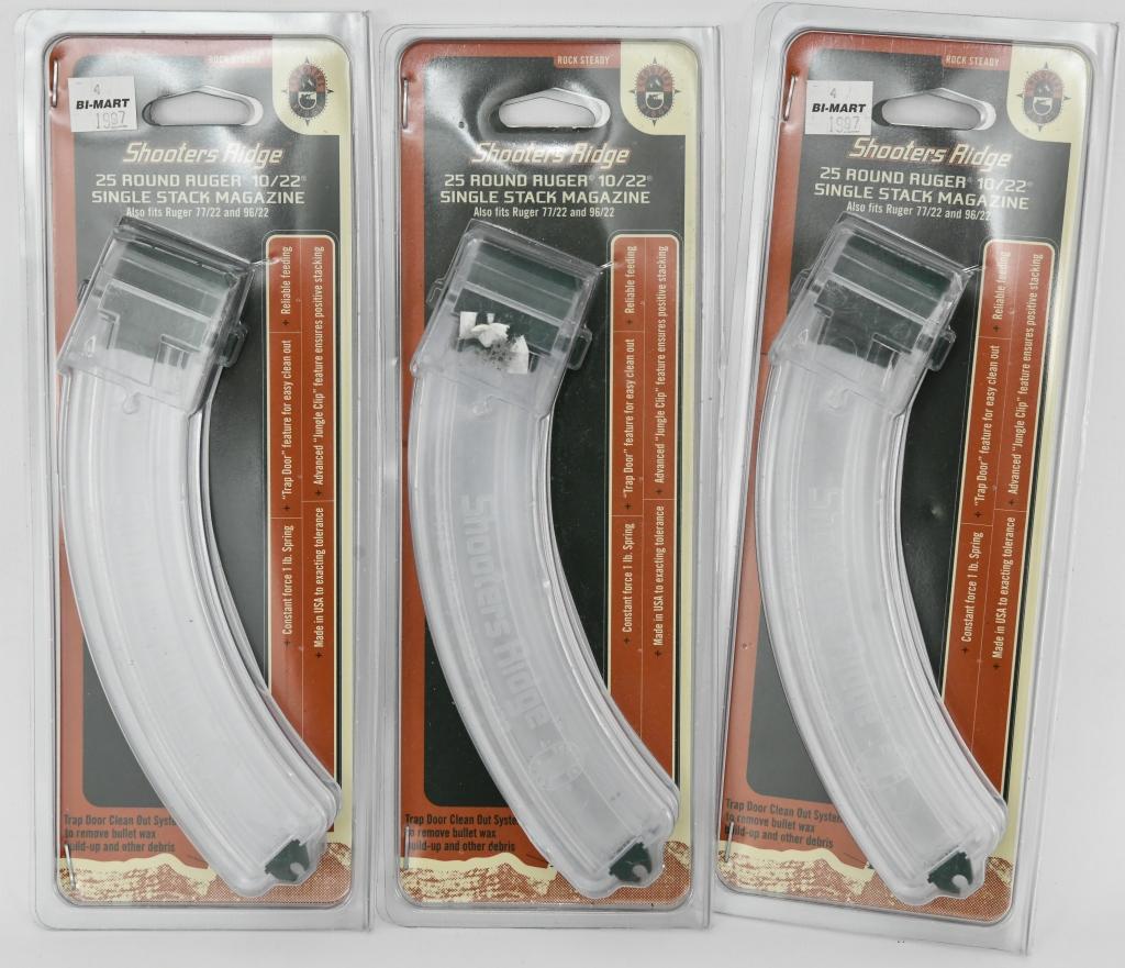 (3) NIP Shooters Ridge 25 rd Ruger 10/22 mags