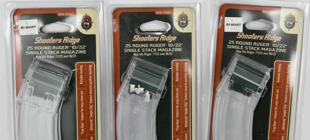 (3) NIP Shooters Ridge 25 rd Ruger 10/22 mags
