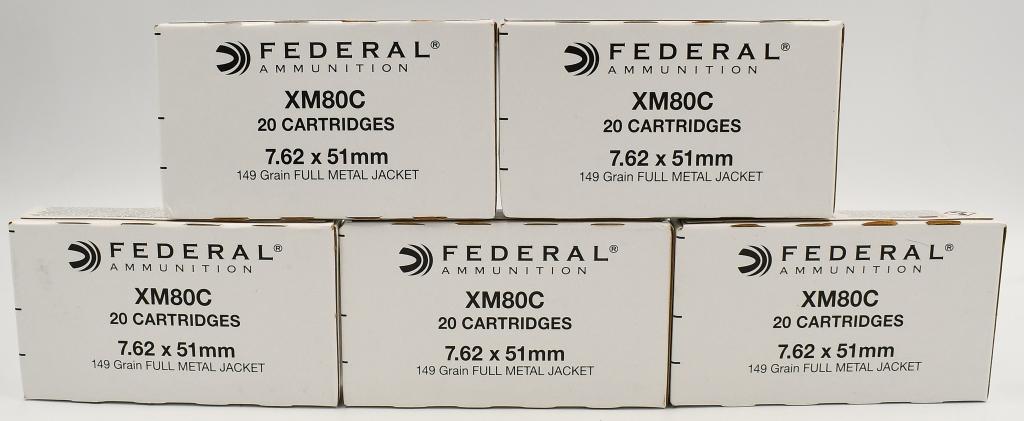 100 Rds Of Federal XM80C 7.62x51mm (.308) Ammo