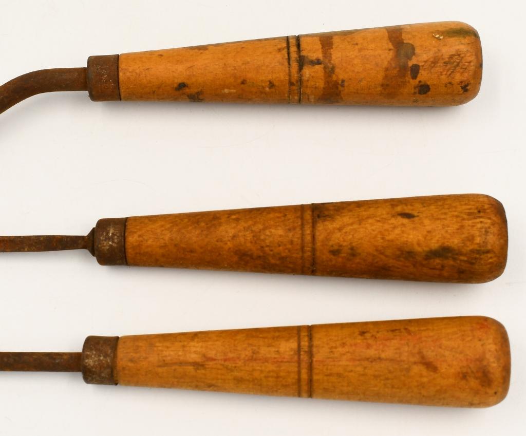Lot of 3 Vintage Inleting Tools W/ Wood Handle
