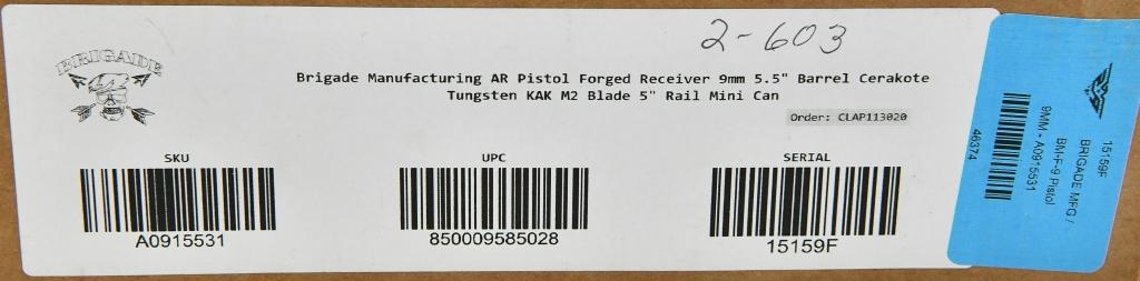 Brigade Manufacturing BM-9 9mm AR Pistol