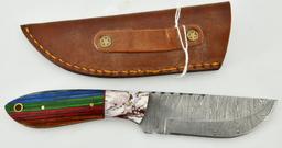 Hand Crafted Fixed Blade Damascus Knife & Sheath