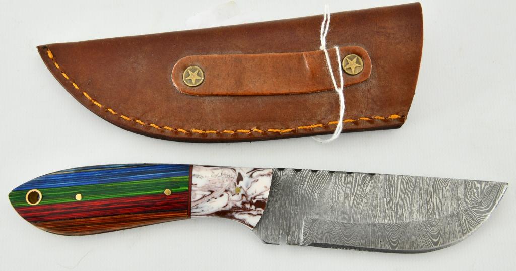 Hand Crafted Fixed Blade Damascus Knife & Sheath