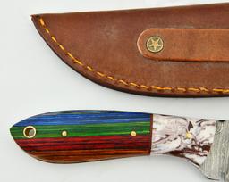 Hand Crafted Fixed Blade Damascus Knife & Sheath