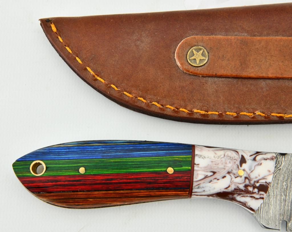 Hand Crafted Fixed Blade Damascus Knife & Sheath