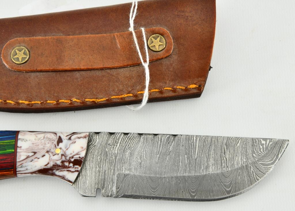 Hand Crafted Fixed Blade Damascus Knife & Sheath