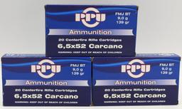 60 Rounds Of PPU 6.5x52 Carcano Ammunition