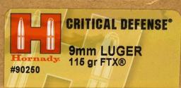 50 Rds Of Hornady 9mm Luger Critical Defense Ammo