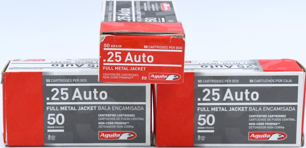 150 Rounds of Aguila .25 Auto Ammunition