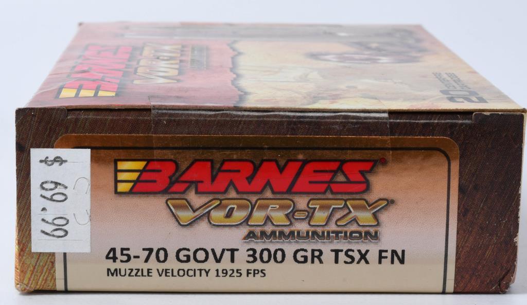 40 Rds of Barnes VOR-TX 45-70 Government Ammo