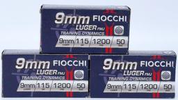 150 Rounds of Fiocchi 9mm Luger Ammunition