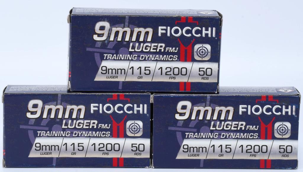 150 Rounds of Fiocchi 9mm Luger Ammunition