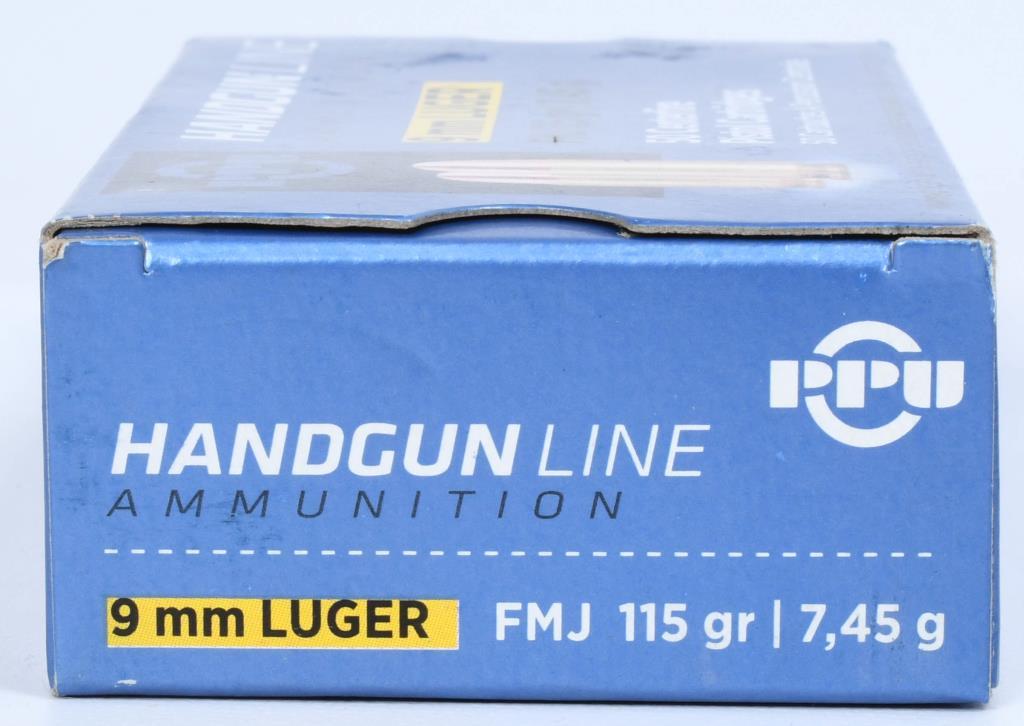 200 Rounds of PPU 9MM Luger Ammunition 115 Grain