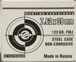 100 Rounds Of 7.62x39mm Hunting Ammunition