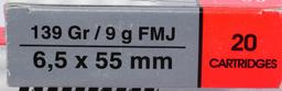 80 Rounds of Igman 6.5X55 Ammunition 139 Gr SP