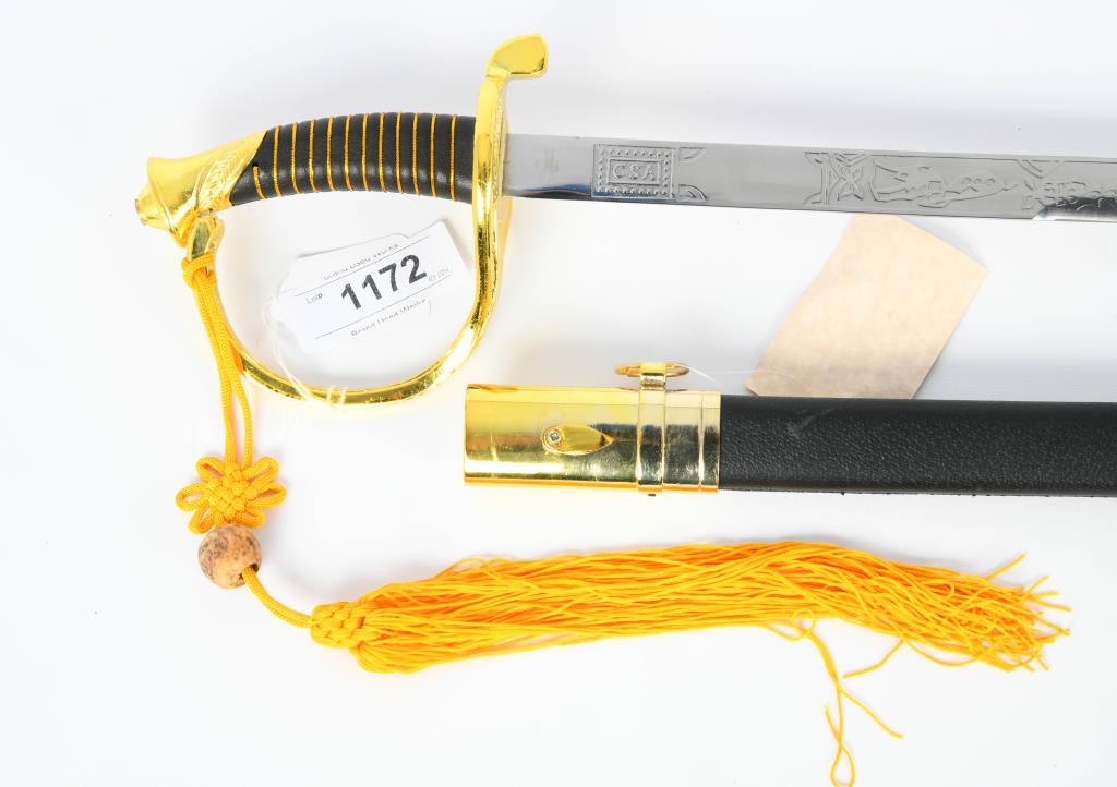 CSA Cavalry Officer Sword Replica w/scabbard